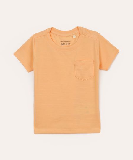 camiseta infantil texturizada com bolso laranja 3
