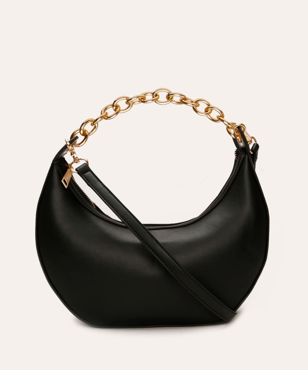 bolsa shoulder alça dupla com corrente preta