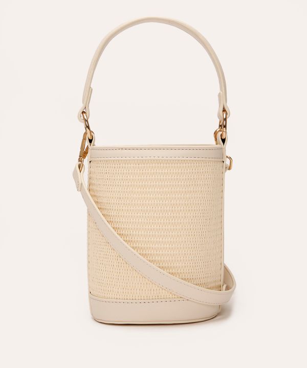 bolsa bucket texturizada com alça dupla off white UNICO