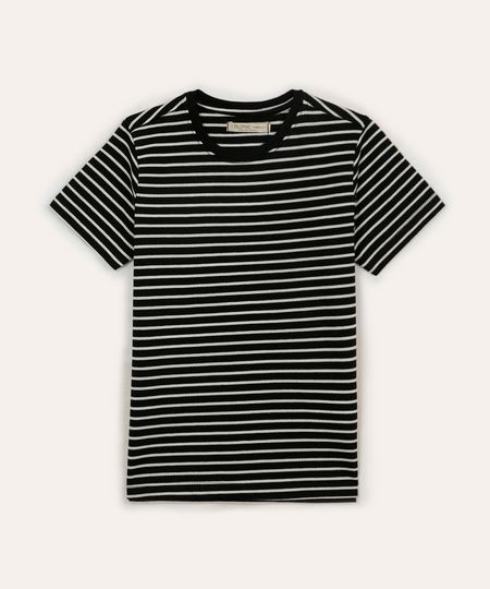 camiseta de algodão infantil listrada preto 4