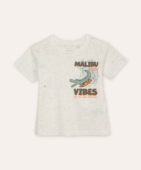 camiseta de algodão infantil manga curta jacaré off white 4