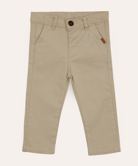 calça de sarja infantil com bolsos bege 18-24 calça de sarja infantil com bolsos bege 18-24
