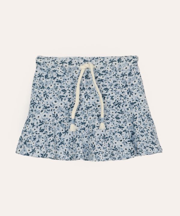 short saia infantil floral azul 5