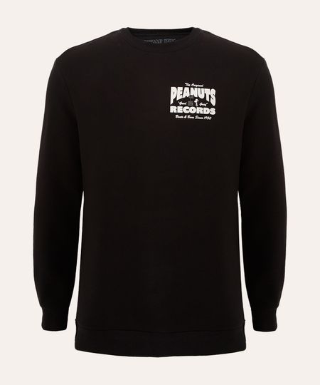 blusão de moletom decote redondo snoopy preto PP