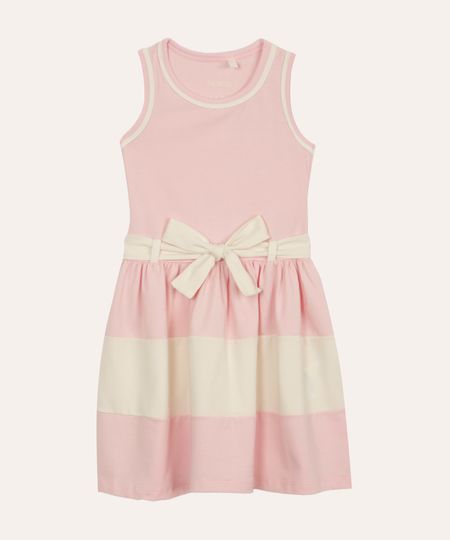 vestido de algodão infantil com laço rosa 4 vestido de algodão infantil com laço rosa 4