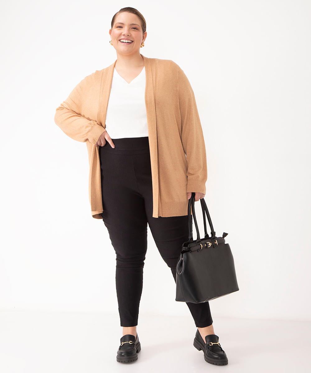 calça legging cintura alta plus size preto