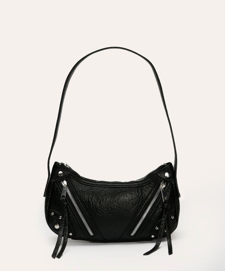 bolsa shoulder com zíper e tachas preta UNICO bolsa shoulder com zíper e tachas preta UNICO
