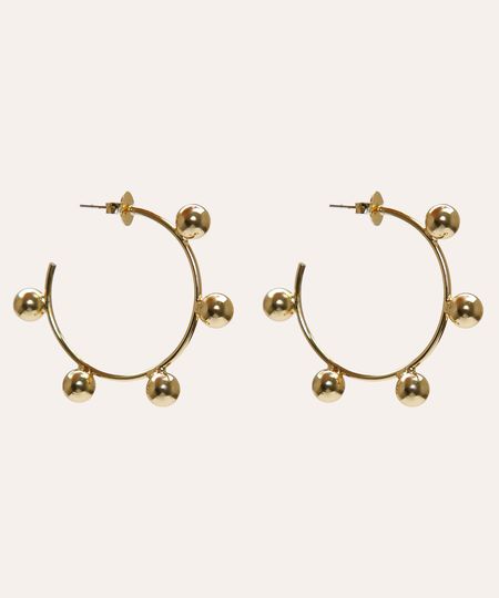 brinco de argola com esferas dourado UNICO
