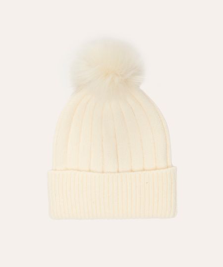 gorro de tricô com pompom off white UNICO gorro de tricô com pompom off white UNICO