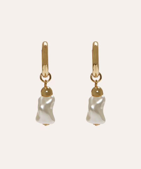 brinco mini argola com pérola dourado UNICO