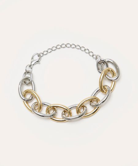 pulseira elo com mix de metais colorida UNICO