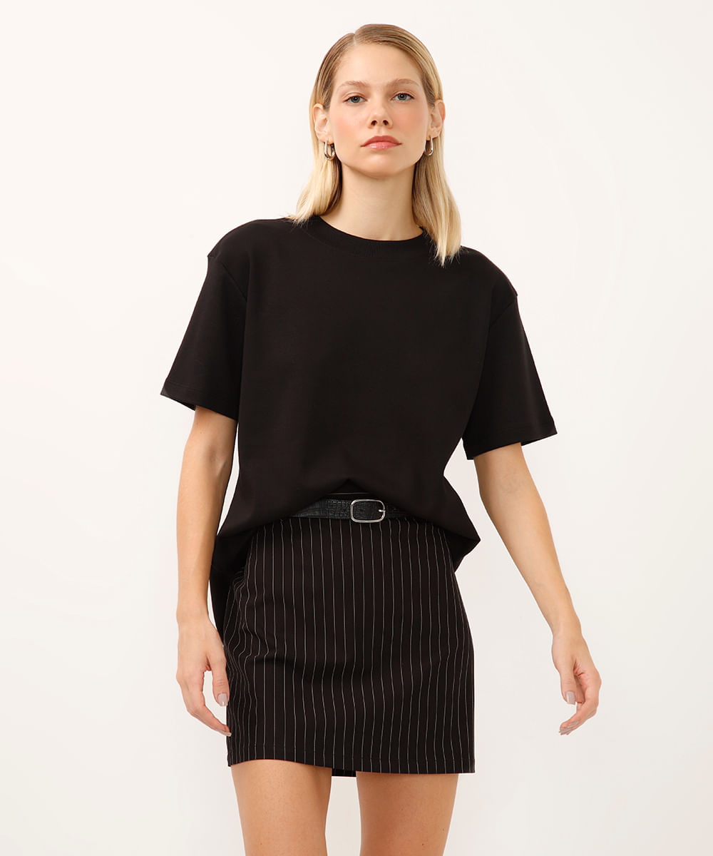 camiseta de algodão peruano manga curta preta camiseta de algodão peruano manga curta preta