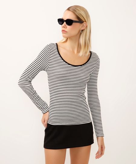 blusa manga longa listrada off white M