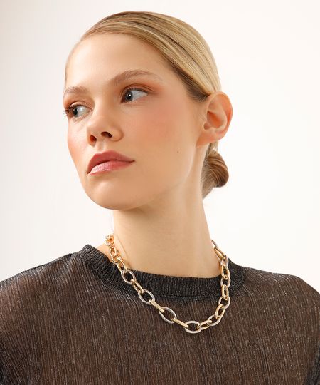 choker elo com mix de metais colorida UNICO choker elo com mix de metais colorida UNICO