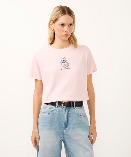camiseta de algodão manga curta não era só uma fase rosa P