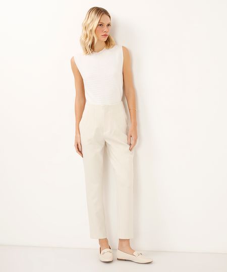 calça alfaiataria cintura alta com pences - areia 36 calça alfaiataria cintura alta com pences - areia 36