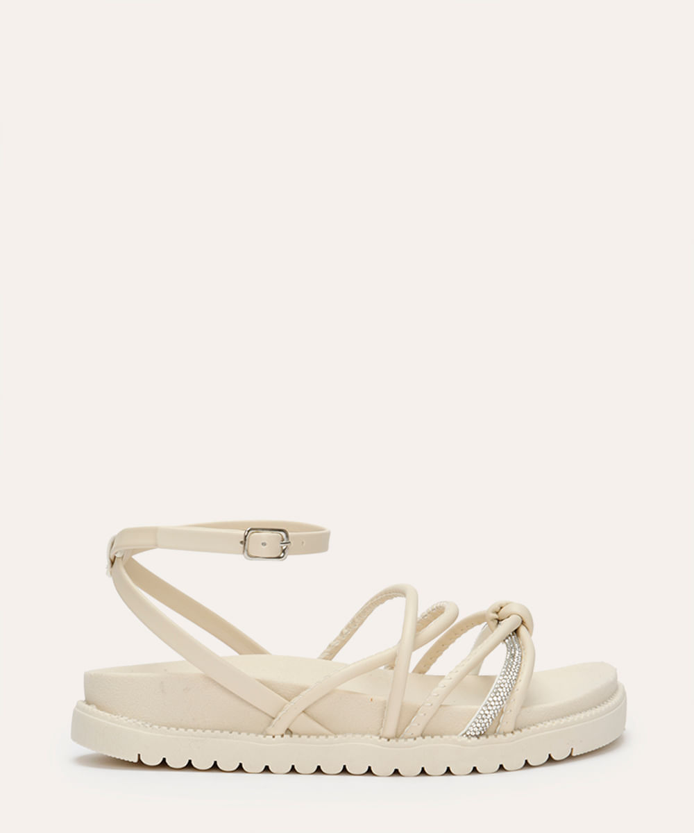 rasteirinha flatform infantil com brilhos off white