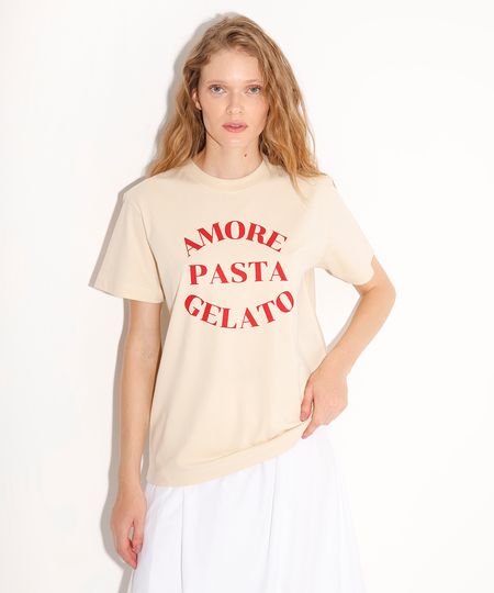 camiseta de algodão amore pasta gelato mindset bege P