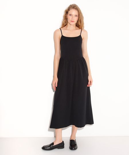 vestido midi alça fina mindset preto PP