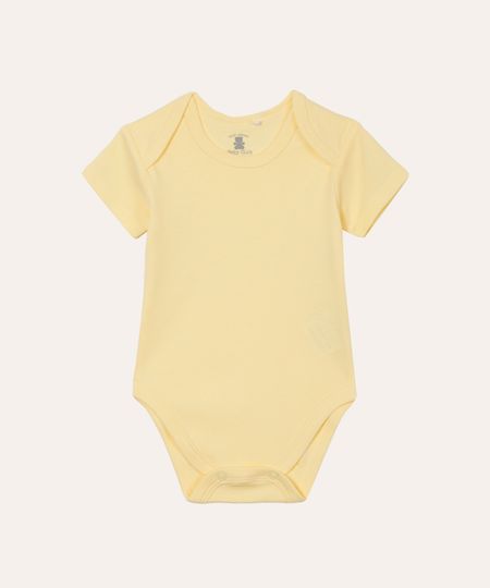 body de algodão infantil manga curta amarelo 6-9