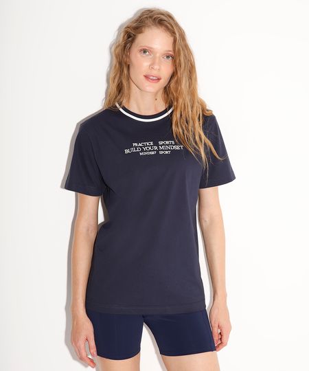 camiseta de algodão manga curta mindset sport azul PP