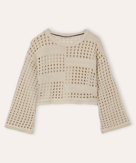 blusa de tricot infantil manga longa bege 6 blusa de tricot infantil manga longa bege 6