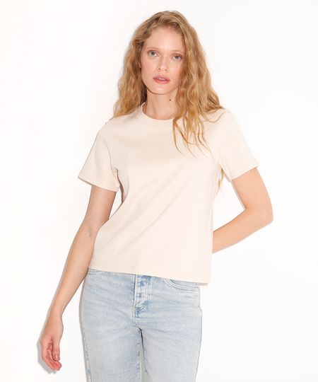 camiseta classic feminina de algodão peruano mindset bege GG