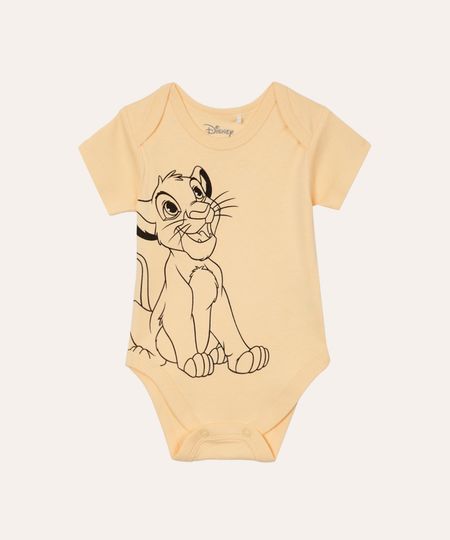 body de algodão infantil manga curta simba amarelo 12-18