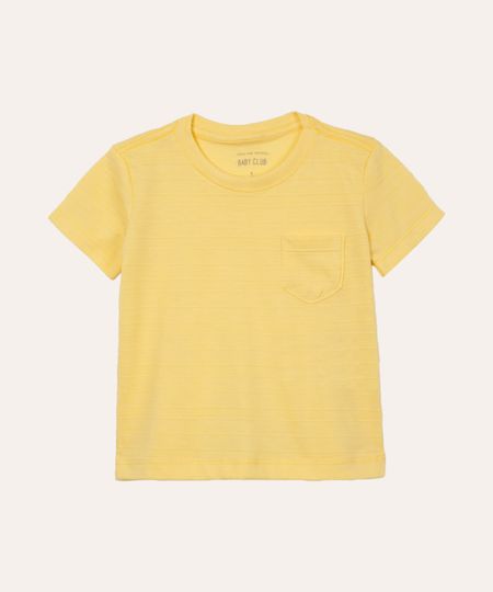 camiseta de algodão infantil com bolso manga curta amarelo 2