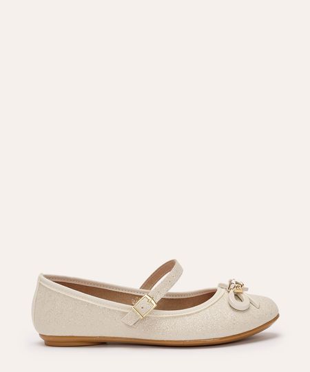 sapatilha infantil molekinha com laço off white 25