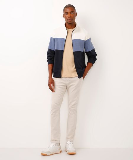 calça skinny de sarja bolso chino bege 36
