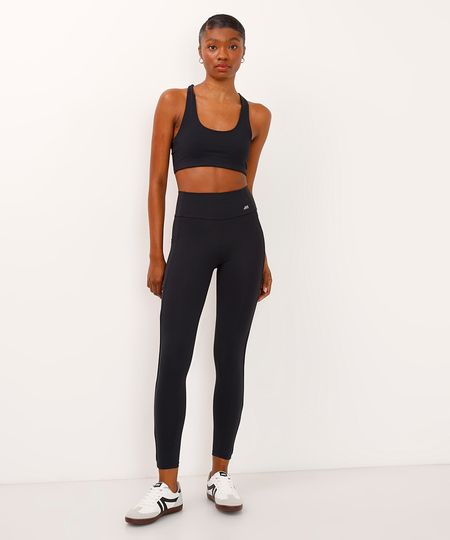 calça legging com bolsos e recortes esportiva ace preta M