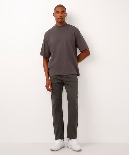 calça reta de sarja comfort cinza 44 calça reta de sarja comfort cinza 44