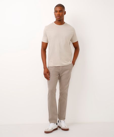 calça skinny de sarja bolso chino cinza 46