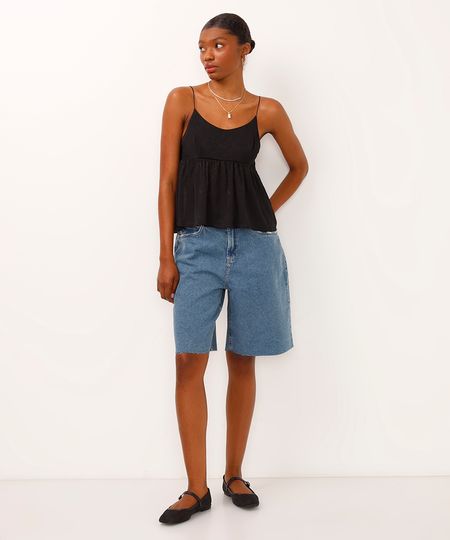 bermuda jeans relaxed cintura média azul 36 bermuda jeans relaxed cintura média azul 36