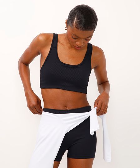 top alça média bojo removível texturizado esportivo ace preto P top alça média bojo removível texturizado esportivo ace preto P