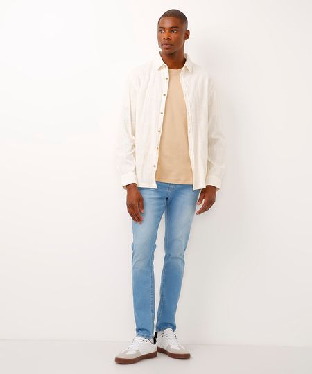 calça jeans skinny com bolsos azul 44
