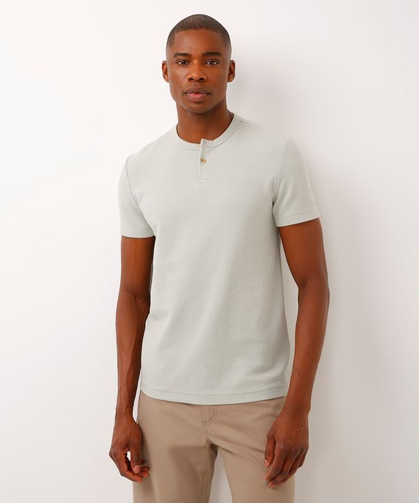 camiseta de algodão texturizada manga curta verde M