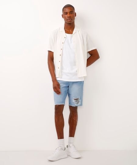 bermuda slim jeans destroyed azul 38 bermuda slim jeans destroyed azul 38