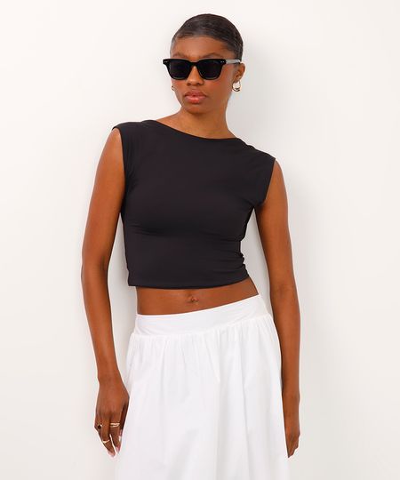 top de poliamida decote nas costas - preto M