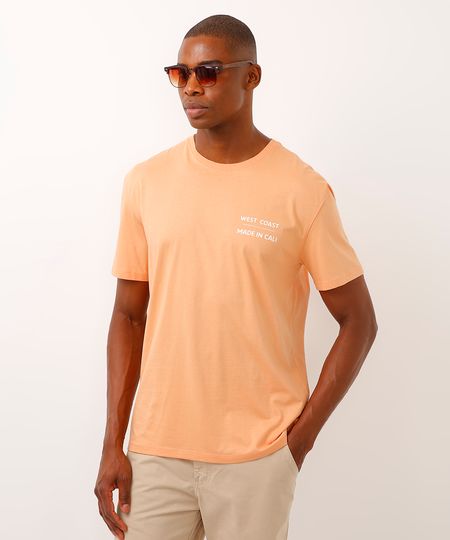 camiseta de algodão manga curta west coast laranja M