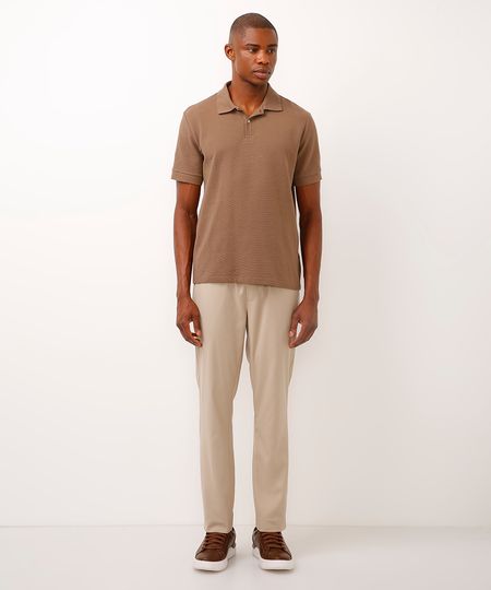 calça jogger de alfaiataria com bolso bege 42