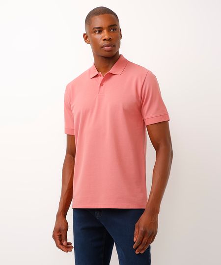polo piquet de algodão peruano rosa P