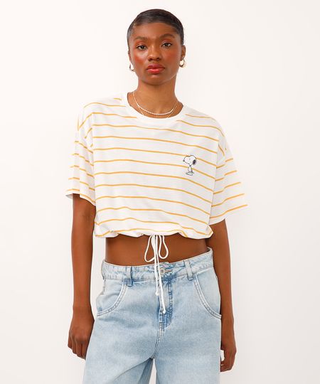 cropped listrado com amarração snoopy off white PP