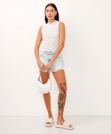 short curto jeans barra desfiada azul 34