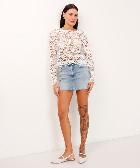 minissaia jeans com bolsos azul 46 minissaia jeans com bolsos azul 46