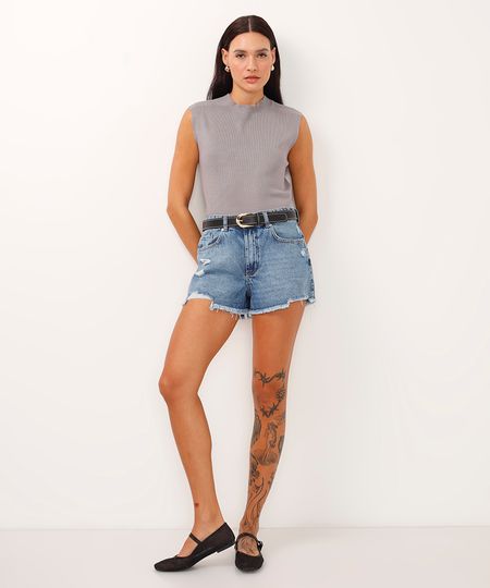 short curto jeans barra desfiada azul 36 short curto jeans barra desfiada azul 36