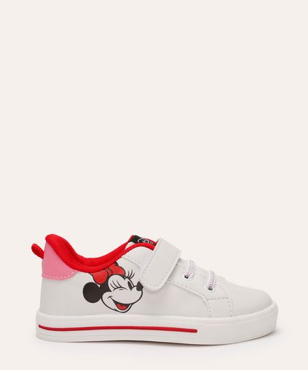 tênis infantil minnie com velcro branco 27