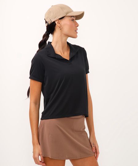 polo manga curta esportiva ace preta M polo manga curta esportiva ace preta M