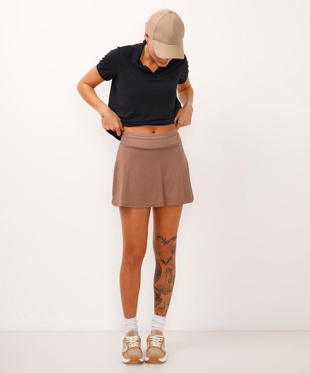 short saia com bolso esportiva ace coral - kaki escuro P